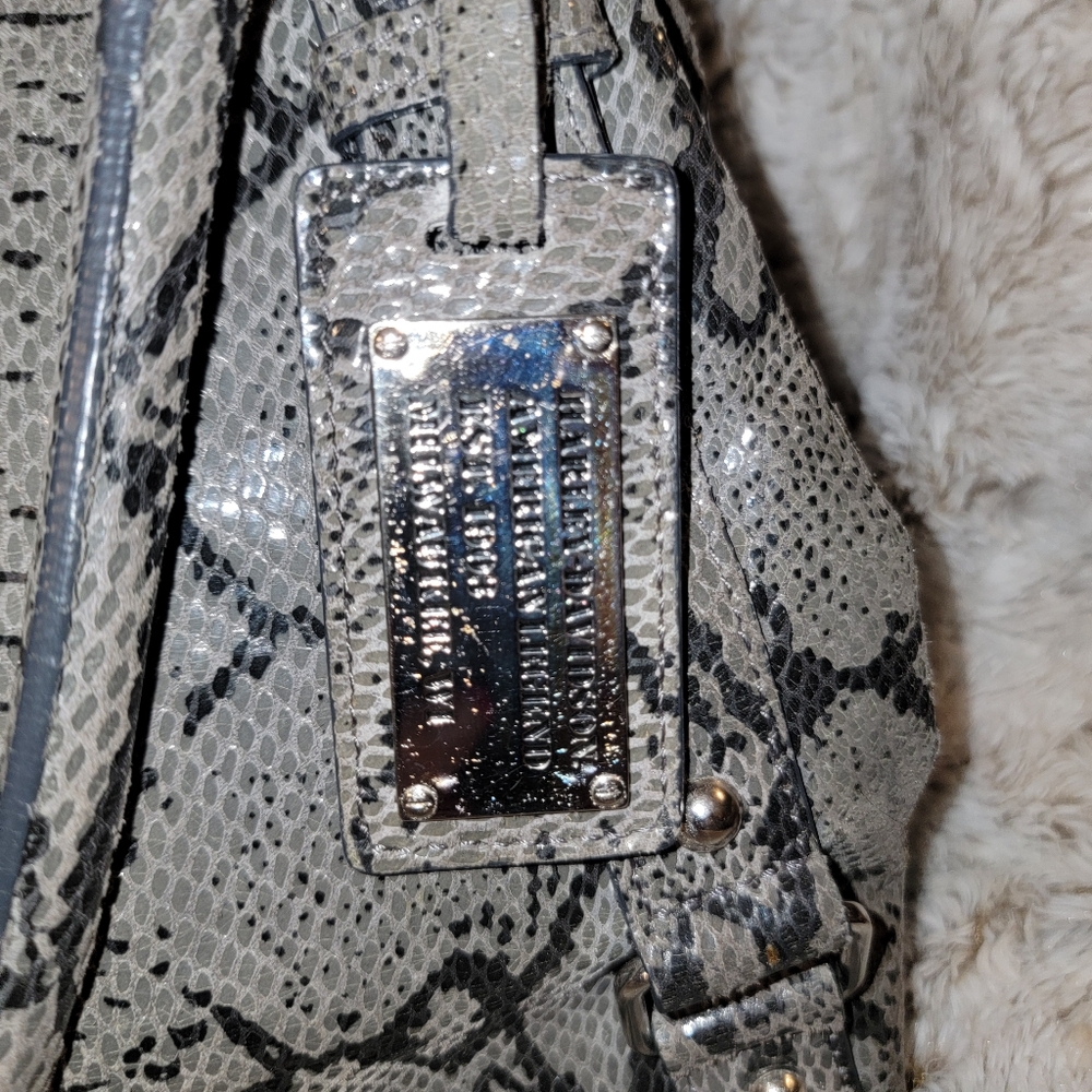 Harley Davidson Python Leather, Gray And Black Ba… - image 3